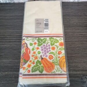 Vtg Hallmark Fall Harvest Thanksgiving Table Cloth Cover, Paper‎ 54"x102" Squash